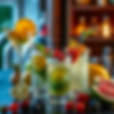 A vibrant display of fruits and herbs ideal for mixing with coconut vodka.