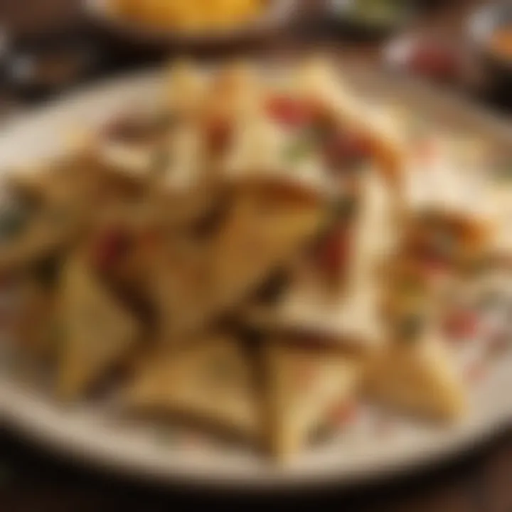 Close-up of homemade tortilla chips with spices