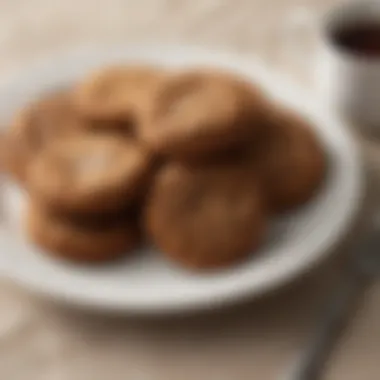 Freshly Baked Molasses Cookies A beautifully styled plate of freshly baked molasses cookies intricately arranged.