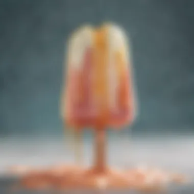 Melting creamy popsicle showcasing texture Close-up view of a creamy popsicle melting, highlighting its texture