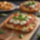 Flaky croissant pizza topped with fresh basil and mozzarella