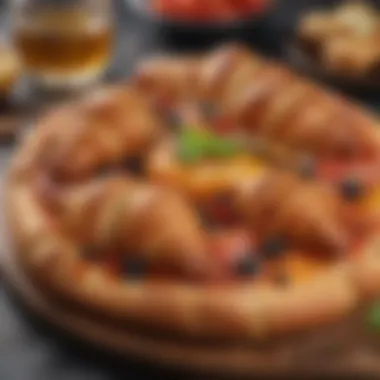Gourmet croissant pizza featuring exotic ingredients
