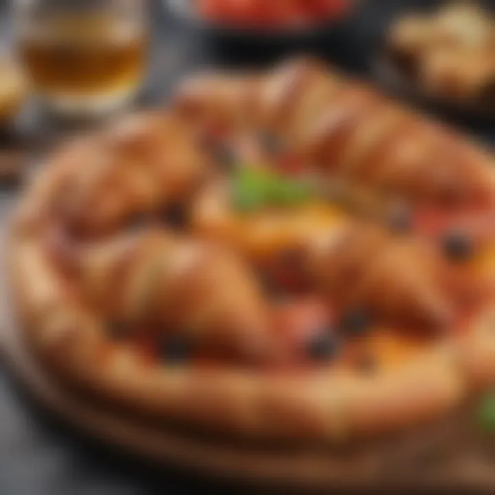 Gourmet croissant pizza featuring exotic ingredients