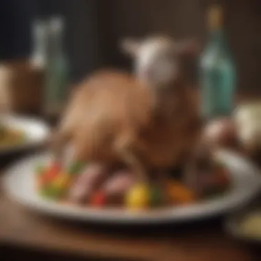 A cultural celebration featuring lamb dish as a centerpiece