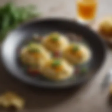 A gourmet plate of cheese ravioli garnished with fresh herbs