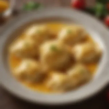 An elegant cheese ravioli dish inspired by international cuisines