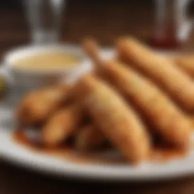 Delicious chicken tenders served with a flavorful dipping sauce