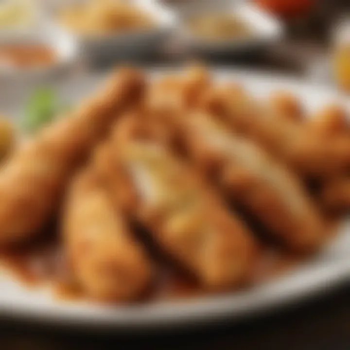 Chicken tenders elegantly plated with gourmet sides