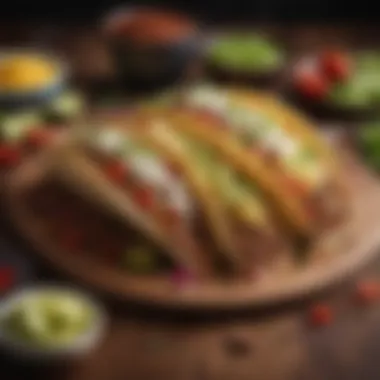 Innovative Taco Platter with Ground Beef and Toppings A creative taco platter with various toppings