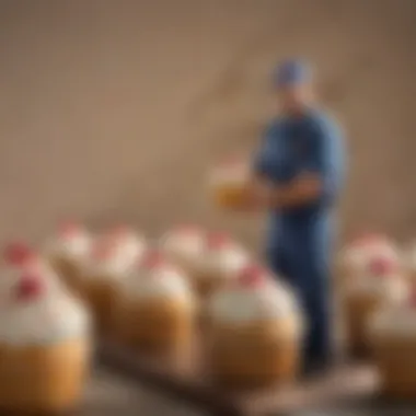 A courier preparing to deliver a box of freshly baked cupcakes, highlighting the logistics of delivery