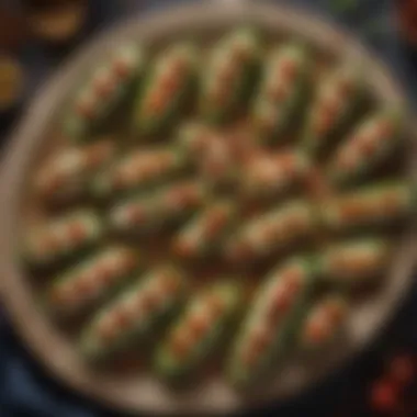 A Festive Array: Platter of Stuffed Jalapenos A vibrant platter of assorted stuffed jalapenos ready for a feast