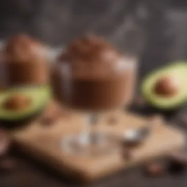 A close-up of a decadent chocolate avocado mousse