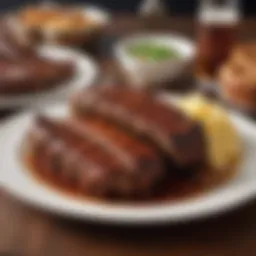 A beautifully presented plate of Southern barbecue ribs