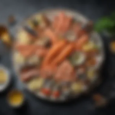 Elegant Seafood Platter An elegant seafood platter featuring a variety of seasonal fish and shellfish.
