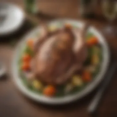 Luxurious Roast Lamb Centerpiece A luxurious roast lamb centerpiece garnished with fresh herbs and seasonal vegetables.
