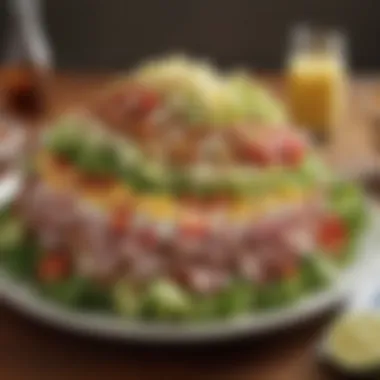 Artful Presentation of Cobb Salad A beautifully plated Cobb salad with vibrant toppings