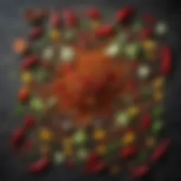 A vibrant array of fresh vegetables and spices essential for chilli preparation