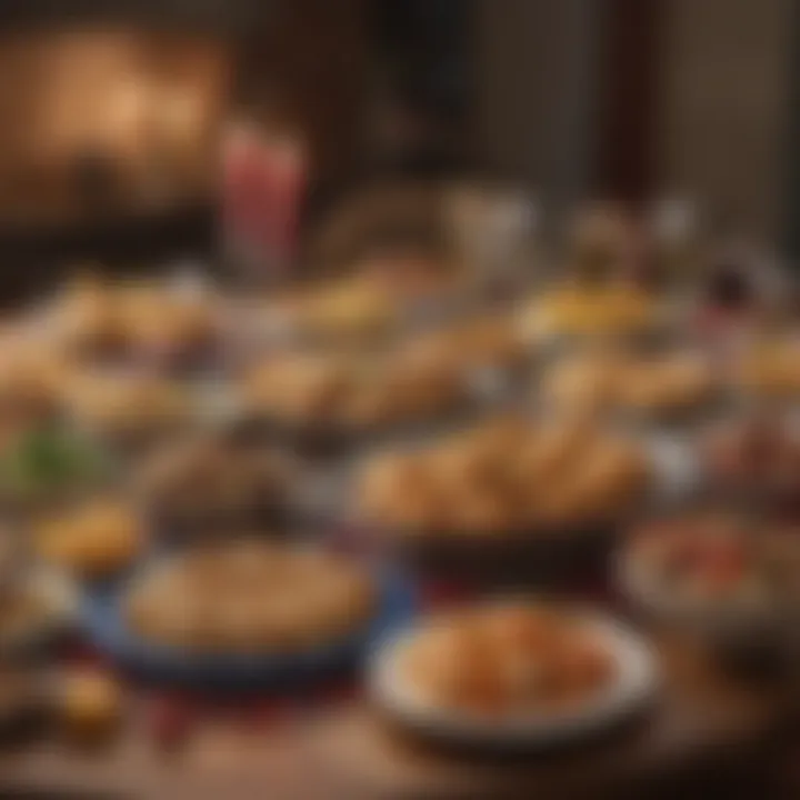 Festively decorated tables set for a Fat Tuesday feast.