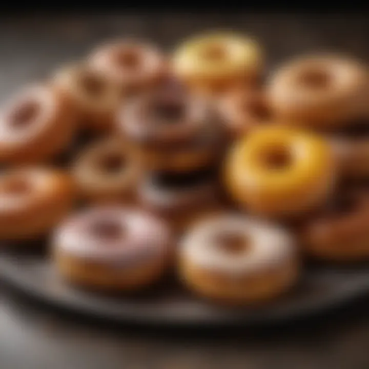 An assortment of finished glazed donuts on a platter