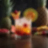 A vibrant cocktail adorned with tropical fruits.