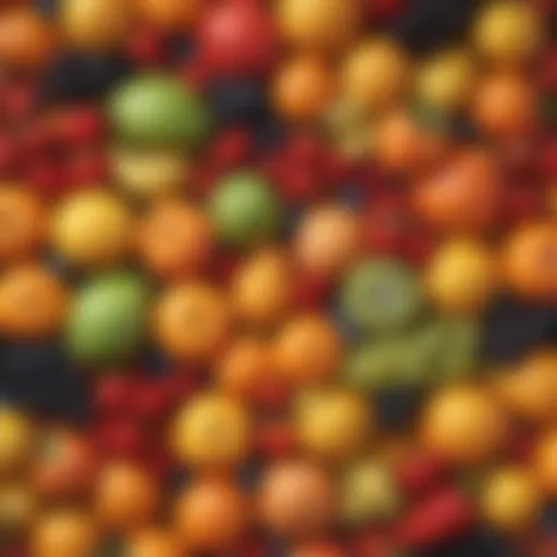 A vibrant array of assorted fruits showcasing their natural colors and textures.