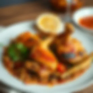 A slow-cooked dish of chicken with aromatic spices and grains