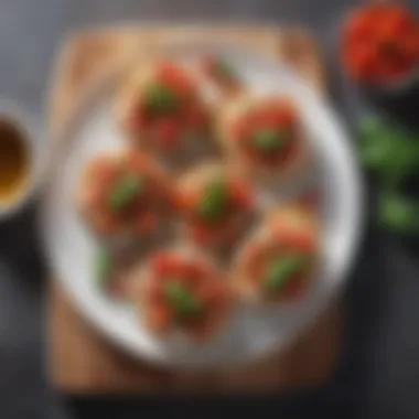 Gluten-Free Bruschetta An elegant arrangement of gluten-free bruschetta on toasted bread