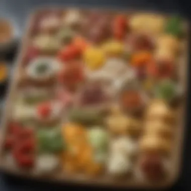 Low-Calorie Appetizers Spread A collection of low-calorie appetizers served on a stylish tray