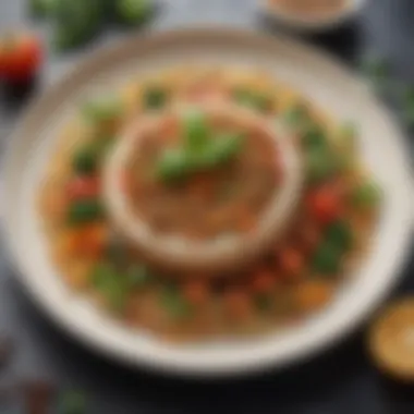 Gourmet Plant-Based Presentation An elegantly plated dish featuring a gourmet veggie recipe with herbs and spices.