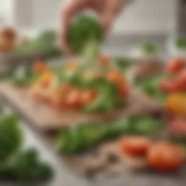Fresh and Quality Ingredients A close-up view of fresh ingredients used in Hello Fresh veggie meals, emphasizing quality and freshness.