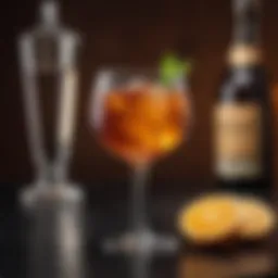 A sophisticated cocktail glass filled with a Hennessy-based drink garnished with a twist of citrus.