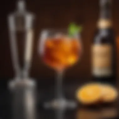 Elegant Hennessy Cocktail A sophisticated cocktail glass filled with a Hennessy-based drink garnished with a twist of citrus.
