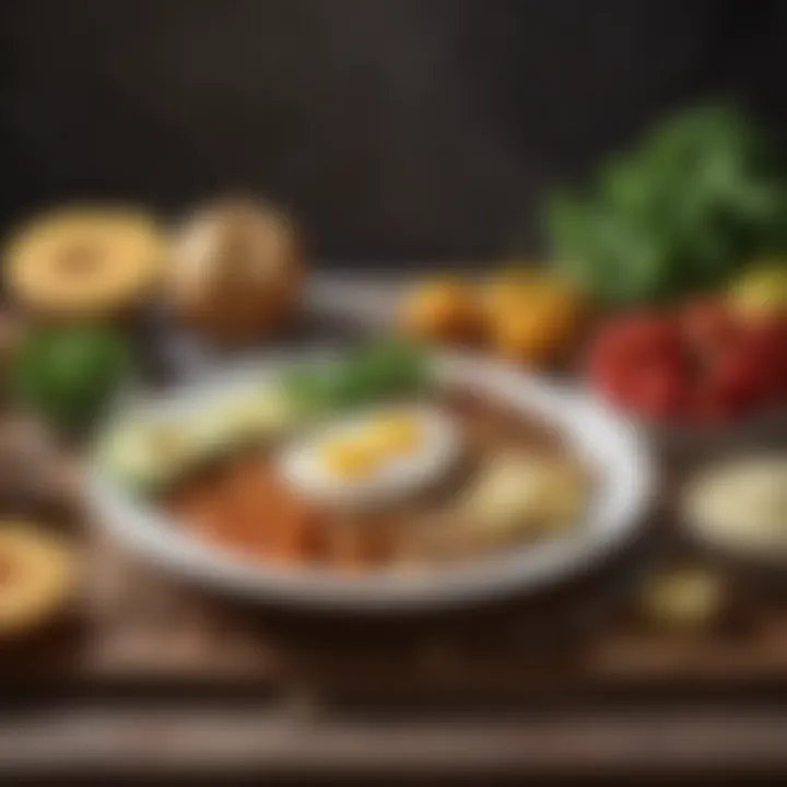 A balanced meal featuring a variety of high potassium foods