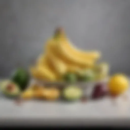 A vibrant assortment of high potassium fruits including bananas and avocados
