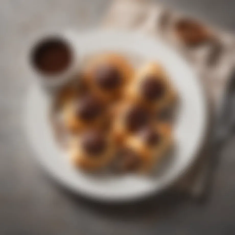 Plate of gourmet Nutella-stuffed pastries with a drizzle of chocolate