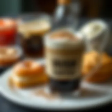 A beautiful presentation of Irish Cream Coffee alongside decadent pastries