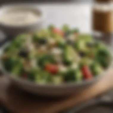 Broccoli Salad with Feta and Olives Creative presentation of broccoli salad with feta and olives