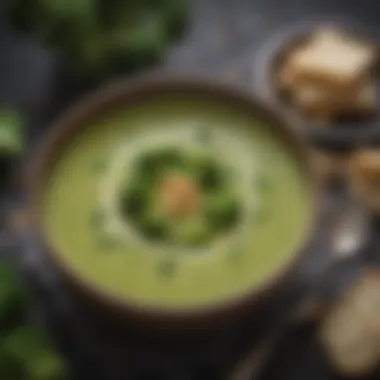 A vibrant keto broccoli soup served in a stylish bowl