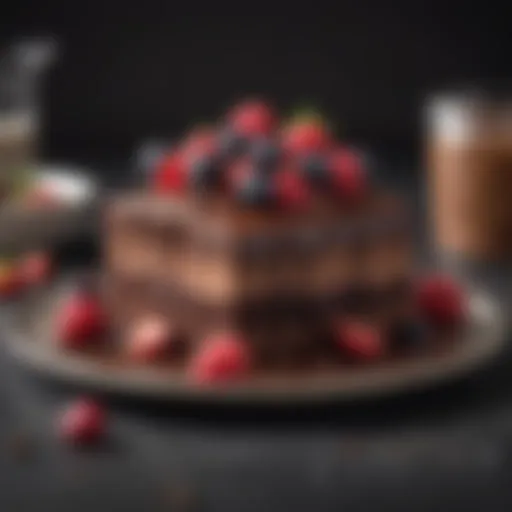 A decadent chocolate keto dessert topped with berries