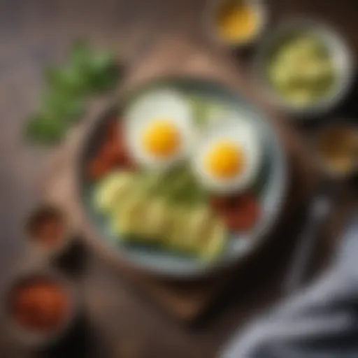 Delicious low-carb breakfast spread featuring avocado and eggs