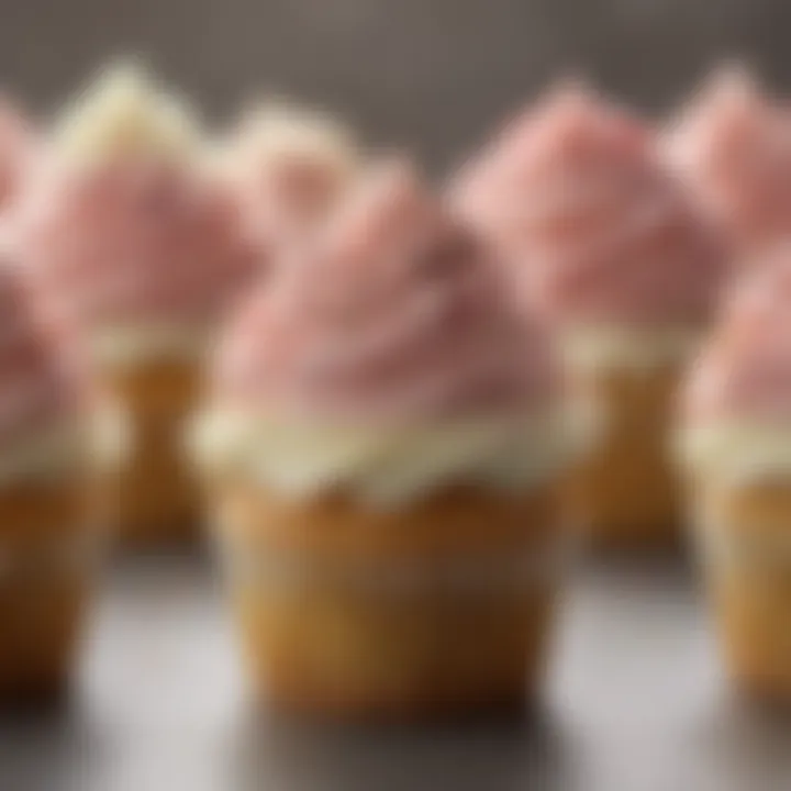 A close-up of a cupcake highlighting exquisite frosting and toppings