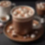 A rich cup of lactose-free hot chocolate garnished with marshmallows and cocoa powder