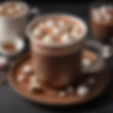 A rich cup of lactose-free hot chocolate garnished with marshmallows and cocoa powder