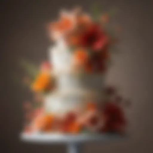 Elegant multi-tiered wedding cake adorned with fresh flowers