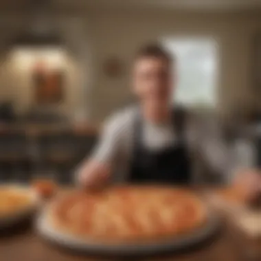 Customer enjoying Little Caesars pizza at home