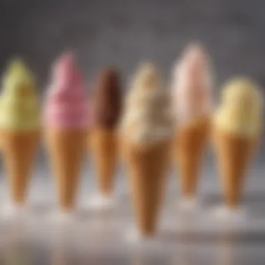 Nutritional information displayed alongside a selection of low calorie ice cream cones.