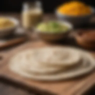 Nut Flour Tortillas Nut flour tortillas displayed on a rustic wooden board