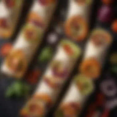 Colorful Vegetable Wraps Colorful assortment of vegetable wraps showcasing diverse ingredients