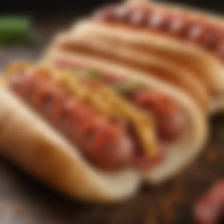 A close-up shot of uncured hot dogs highlighting the natural ingredients used in their production.