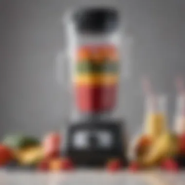 A close-up of a blender filled with vibrant smoothie ingredients ready to blend